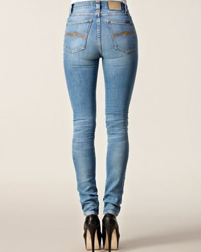 Blå slim fit jeans från Nudie Jeans till dam.