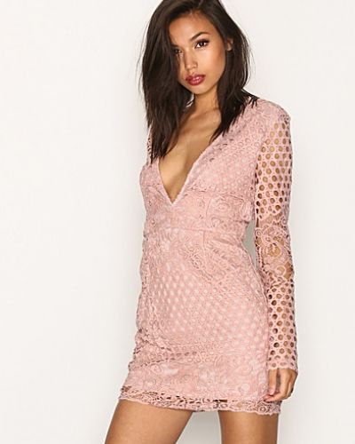 Långärmad klänning Plunge Lace L/S Dress från Missguided