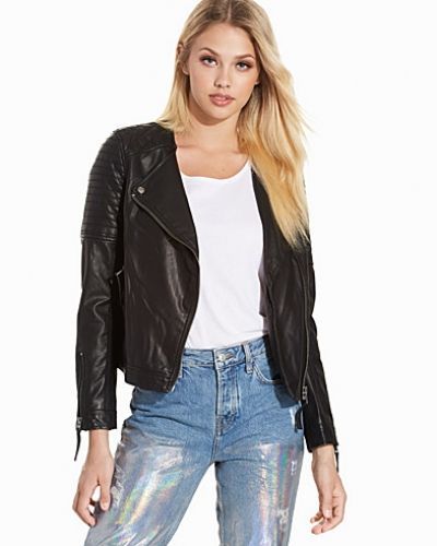Topshop Quilted Faux-Leather Biker Jacket