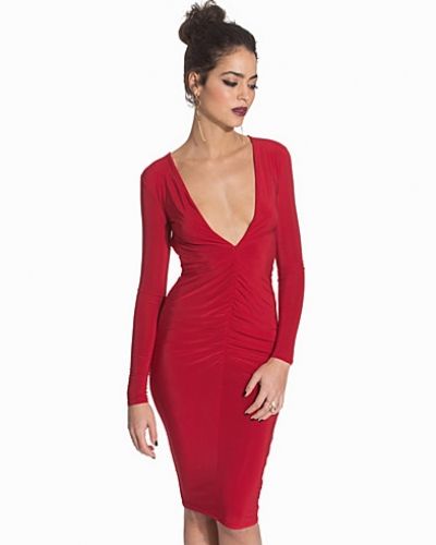 Club L V-Front Rouched Bodycon Midi Dress